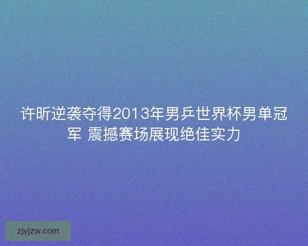 许昕逆袭夺得2013年男乒世界杯男单冠军 震撼赛场展现绝佳实力